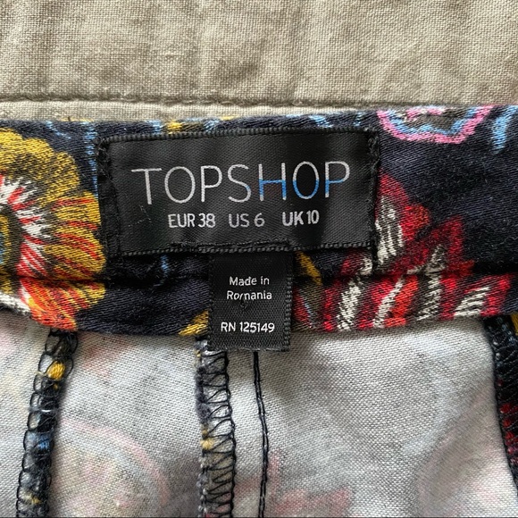 Topshop Navy Floral Skinny Dress Pants Size 6 - Picture 5 of 9